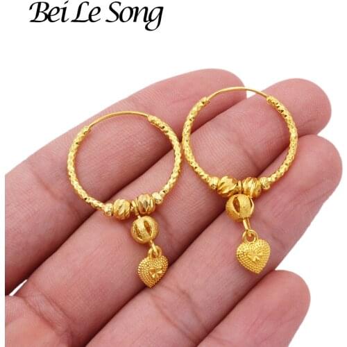 Earrings for women ear rings jewelry earing hoops pircing 24K gold color piercings accesories earrings heart dangle earring