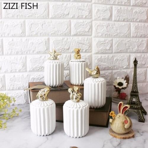 Golden Animals ceramic jewelry boxes Wedding Ring Trinket Box Toothpick Holder Earring Jewelry Storage Box Cotton swab boxs Gift