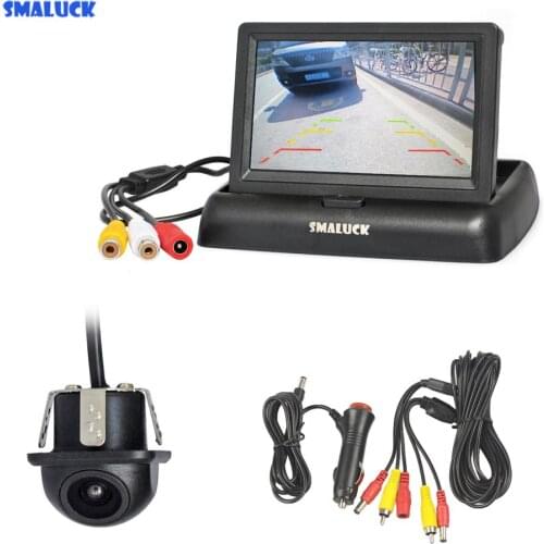 SMALUCK 4.3" Car Reversing Camera Kit Backup Car Monitor LCD Display Car Rear View Camera Parking System Kit