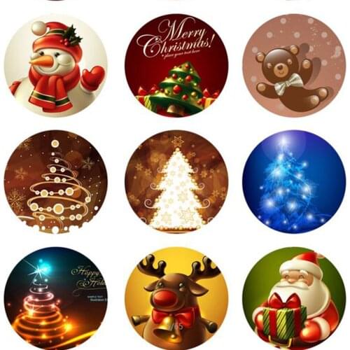 Mixed Mosaic Tiles Package Christmas Stepping Stone Glass Half Cabochons Round Crafts Glass Mosaic Marbless for Jewelry Making