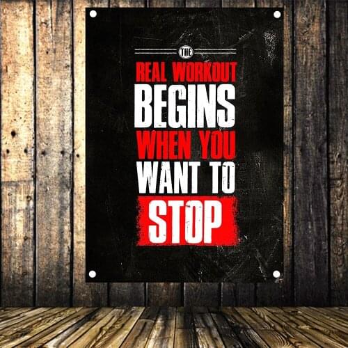 Workout Wall Hanging Motivational Posters Canvas Painting Exercise Bodybuilding Fitness Banners Wall Art Flags Gym Decor Gifts