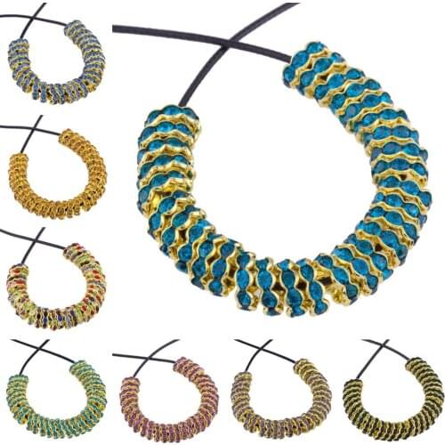 TUMBEELLUWA 1Lot(50Pcs) 12mm Gold Tone Rhinestone Crystal Rondelle Wave Brim Spacer Loose Beads for DIY Jewelry Making