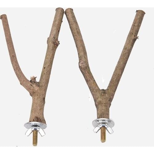 1Pc Hamster Branch Perches For Bird Cage 15cm Pet Parrot Raw Wood Fork Tree Branch Stand Rack Toy