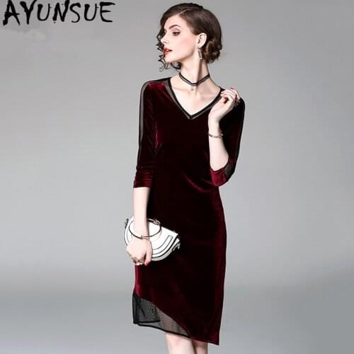 Vintage Elegant Velvet Dress Women Clothes 2020 Spring Autumn Sexy Party Black Midi Dress Women Dresses Vestidos MY2453