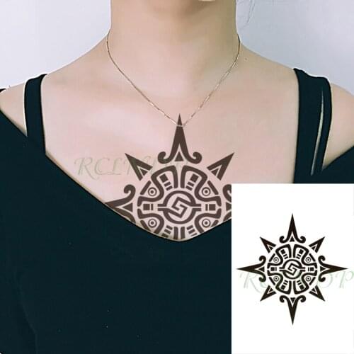 Waterproof Temporary Tattoo Sticker Totem Triangle Geometric Patterns Fake Tatto Flash Tatoo Back Leg Art for Women Men