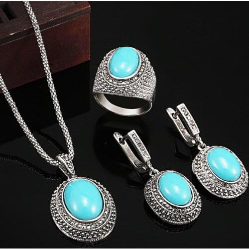 African Beads Jewelry Sets For Women Fashion Turkish Jewelry sets Antique Silver Jewelry Turkish Jewelry Sets Aneis Anel Set