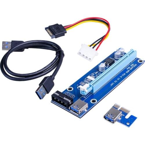 006 PCI-E Riser Card USB 3.0 PCI-E Riser Express 1X 4x 8x 16x Extender Riser Adapter SATA 15pin to 4pin Power Cable for BTC