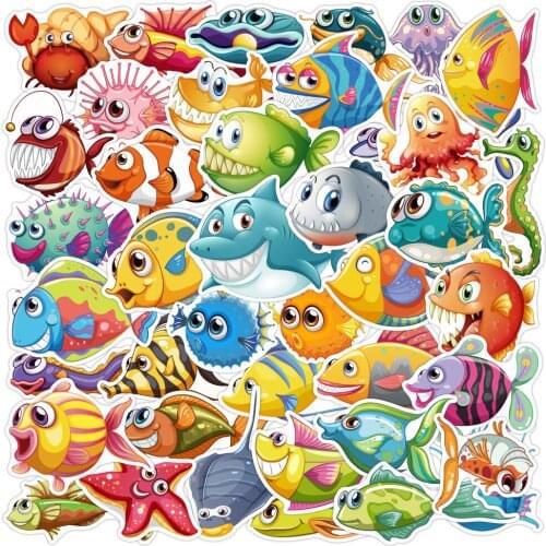 3 Sets = 120PCS Ocean World Shark Whale Creature Graffiti Sticker Water Cup Notebook Scooter Guitar Car Sticker