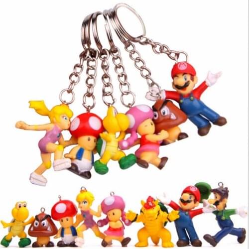 8PCS Super Mario Bros figures Lot jouet Mario Figure toys Bullet Mushroom Tortoise creative toys model keychain