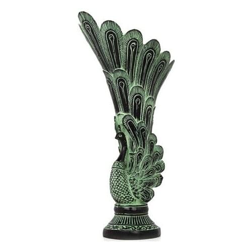 34cm Asian antique bronze handicraft peacock modeled vase household decorations Statue Statue