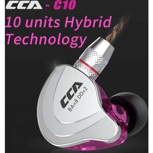 CCA C10 1DD+4BA Hybrid 2PIN In Ear Earphone HIFI DJ Monitor Running Sport Earphone Headset Earbud With Detacable Upgraded C16c10