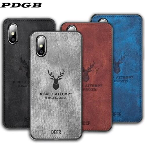 PDGB Rugged TPU Case for Xiaomi Mi A1 A2 A3 Lite 9T Redmi 7A Note 5 6 7 8 Pro Global Version Cloth Pattern Cover Elk Deer Shell