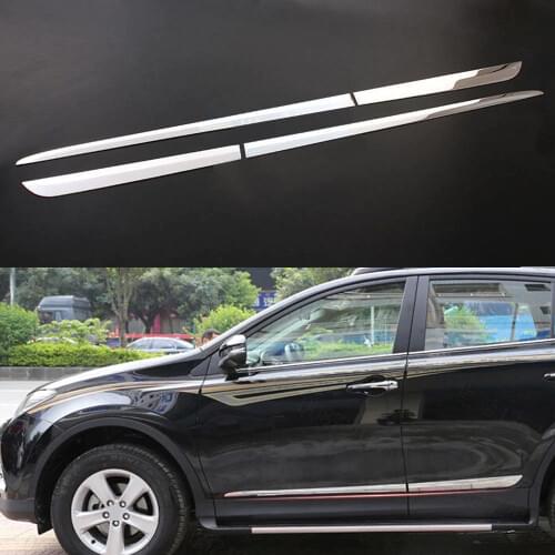 Stainless Steel Door Side Body Garnish Molding Cover Trim For Toyota RAV4 2014-2017 Exterior Decor Strip Car Styling Accessories