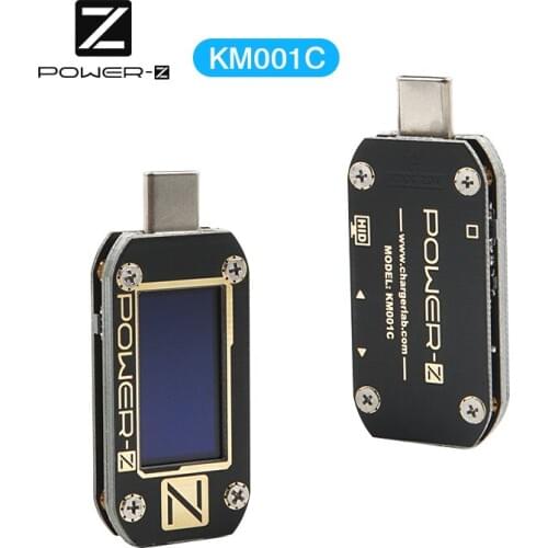 Power-Z KM001C USB Teser Type-C QC 3.0 2.0 PD FCP DCP Quick Charger Voltage Current Ripple Dual Type-C Meter Power Bank Detector