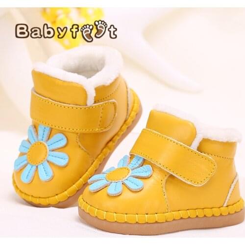 Baby shoes new born winter genuine leather shoes soft toddler prewalkers girls plush inside cotton-padded new baby boys shoes