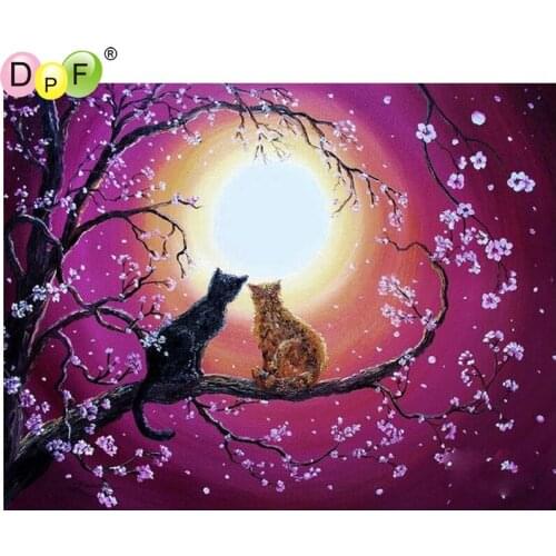 DPF The cat cherry blossom 5D square home deco diamond embroidery diamond painting cross stitch crafts needlework diamond mosaic
