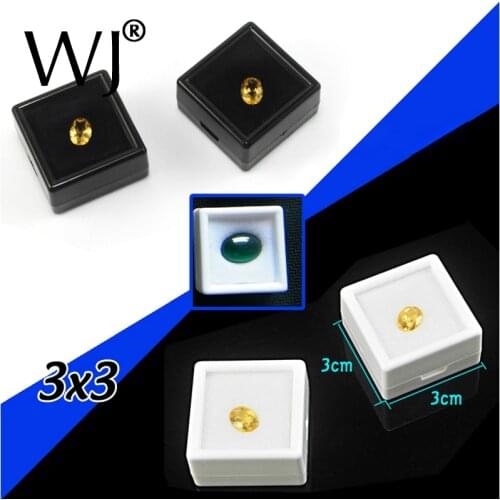 Elegance Black and White 3cmx3cm 35pcs/lot Loose Diamond Display Box Plastic Diamond Case Stone Storage Box Gem Organizer Holder