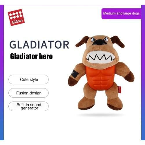 GIGWI Pet Toys Gladiator Hero Series Animal Hero Crocodile Rabbit Dog Three Knights Rubber Fleece Combinatio Toys For Dog Puppy