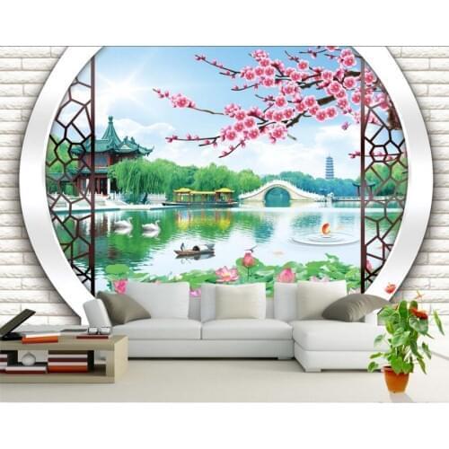 Custom 3D mural,3D landscape painting chinese design wallpaper papel de parede ,living room sofa tv wall bedroom wallpaper