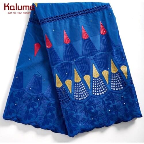 Kalume 2021 Fashion Trends 100% Cotton African Lace Fabric Punch Hole Nigerian 100% Cotton Lace Fabric Stones For Sewing 2295