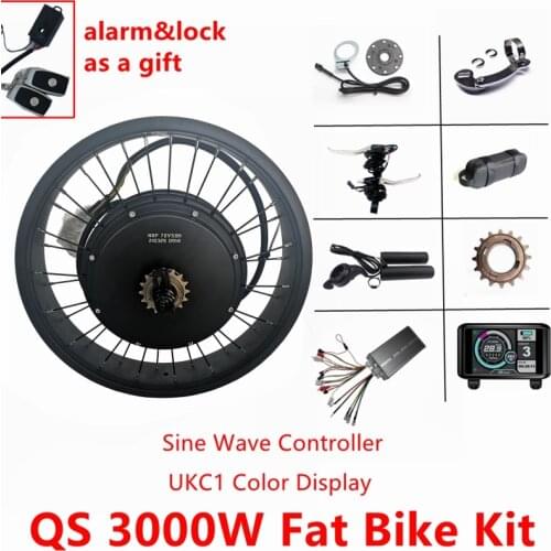 Fat Bike Kit 150mm dropout QS 72v 3000W with Alarm&Lock Rear wheel Motor Electric Fat Bicycle Conversion Kit fit SUPER73