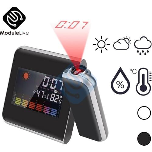 Creative Color LCD Digital Projection Alarm Clock Temperature Thermometer Humidity Hygrometer Desk LED Time Projector Calendar