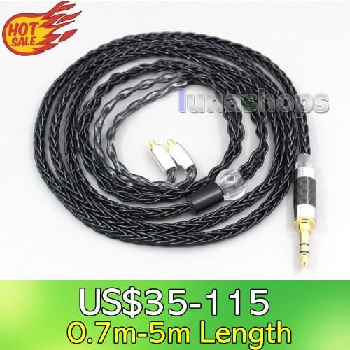 LN006597 3.5mm 2.5mm 4.4mm XLR 8 Core Silver Plated OCC Black Earphone Cable For Dunu T5 Titan 3 T3 (Increase Length MMCX)