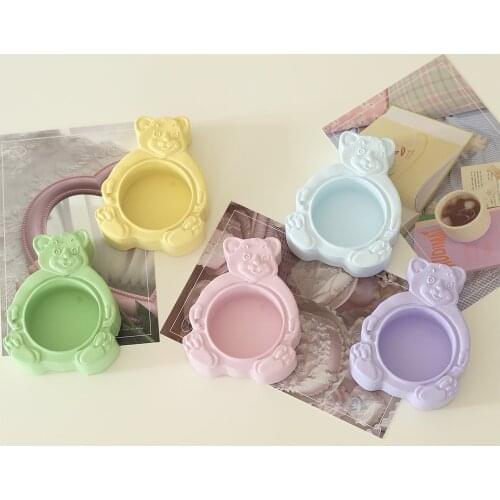 Cute Bear Plaster Candle Holders Beewax Soy Wax Container Candle Making Home Decorations Birthday Gifts Candle Accessories