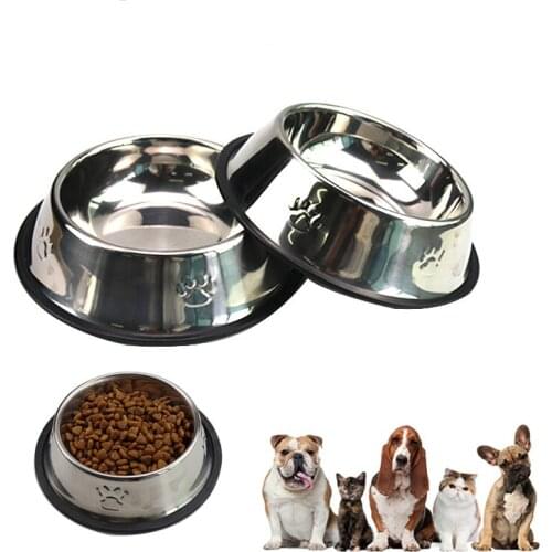 Pet Bowl Stainless Steel Cat Non-slip Durable Anti-fall Dogs Feeding Bowls For Small Medium Dogs Cat Placemat Feeder Pet Product