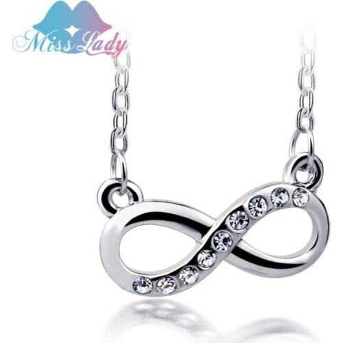 Miss Lady 2017 Wedding Pendant Necklace Rhinestone Crystal infinity Heart Pendant Necklaces Fashion Jewelry for women 1M015