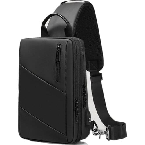 OZUKO Multifunction Crossbody Bags For Men USB Charging Chest Pack Messengers Male Waterproof Shoulder Chest Bag Expandabl New
