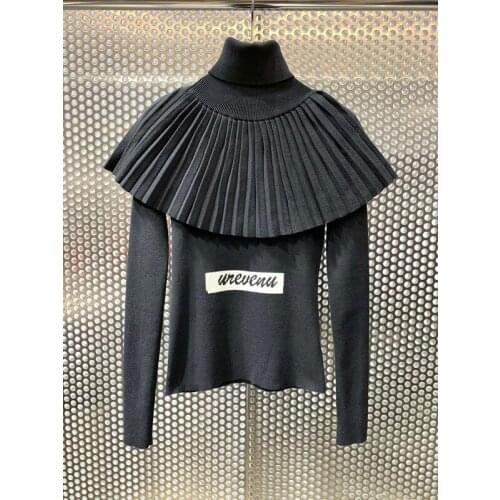 Fashion 11.24 Autumn Winter Casual Detachable Two Piece Set Women Turtleneck Long Sleeve Wool Knitted Pullover Sweater