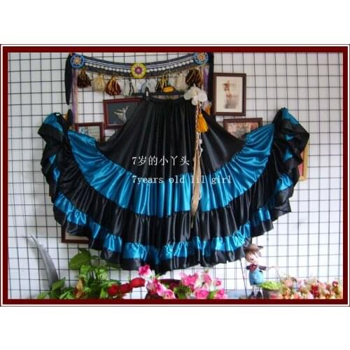 Multi Color Satin 20 Yard 4 Tier Skirt for Belly Dancing Tribal Jupe Gypsy Skirt 9EX04