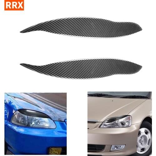 For Honda Civic 6th 1999-2000 Headlights Eyebrows Eyelids Cover Carbon Fiber Eyelash Headlamp Stickers Tuning Car Accessories