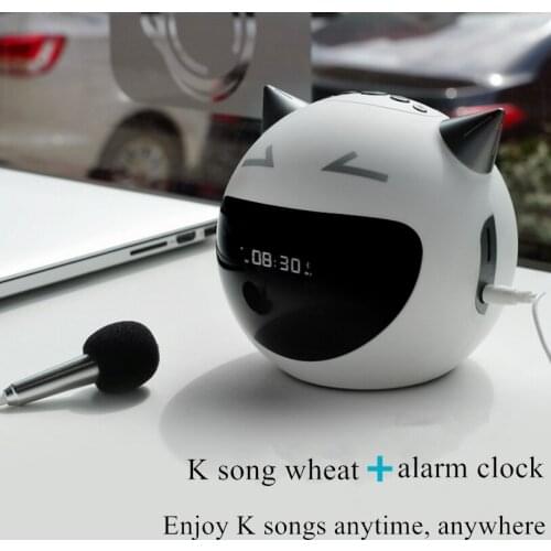 2019 new M8 demon bluetooth speaker karaoke microphone radio electronic multifunction wireless alarm clock audio gift