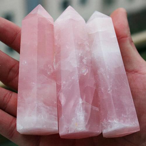2021 New Hot Fashion Natural Rock Rose Quartz Crystal Point Healing Stone Pure Color Obelisk Wand Pink 40-50mm For Home Diy Hot