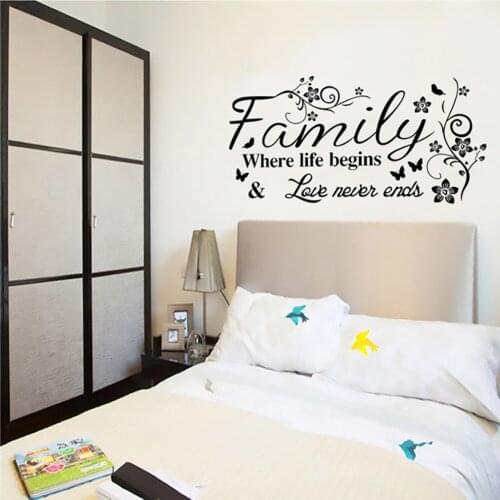 New, fashionable English alphabet family theme living room background wall sticker, can be removed without leaving marks