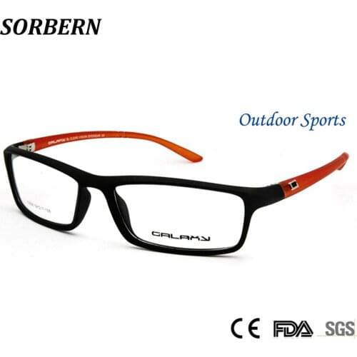 SORBRN TR90 Plastic Titanium Men Optical Glasses Frame Square Optical Frame Black Orange Prescription Glasses Frames Spectacles