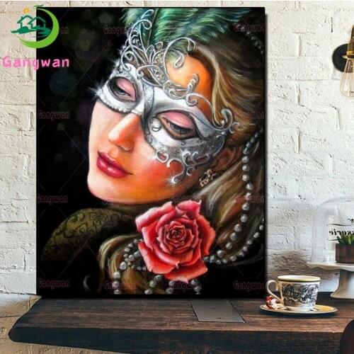 Full round diamond embroidery Retro european mask women diamond painting 5D square by hand 3d gift picture girl room decoration