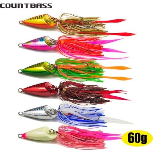 6pcs 60g 2.1oz Japanese Style Salty Rubber Jig with Assist Hook RJ032 ,Squid Jigging, Saltwater Bottom Ship Snapper Fishing Lure