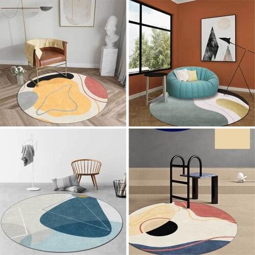 Simple Nordic Geometry Yellow Blue Green Block Living Room Bedroom Hanging Basket Chair Round Mat CarpetCustom Size