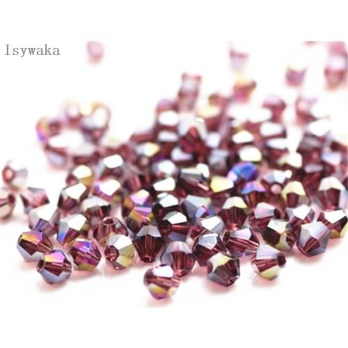 Isywaka Sale Purple Red AB Color 650pcs 3mm Bicone Austria Crystal Beads Glass Beads Loose Spacer Bead for DIY Jewelry Making