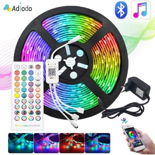 LED RGB Strips Light Flexible Ribbon Waterproof 60led/m 5050/3528 DC12V Wifi Bluetooth Control Luces Lamp Set For Room TV Garden