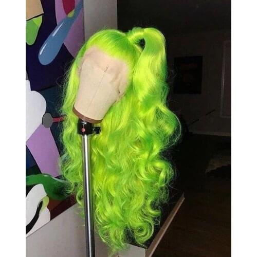 Wavy Lace Front Wigs Synthetic Hair Green Hair Color for Women Casplay Lace Wig Heat Resistant Fiber Hair with Baby Hair