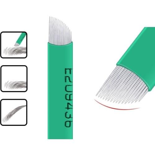 Green Flex 16 0.20mm Permanent Makeup Eyebrow Tatoo Blade Microblading Needles Permanent Makeup Needle Eyebrow Blade