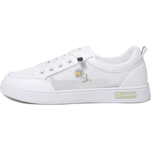 Round-Toe Flat Low-Top Shoes Pure Color WomenS Shoes Decorated With Daisies WomenS Platform Shoes