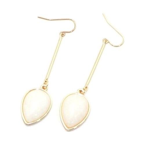 Light Yellow Gold Color Alloy White Stone Water Drop Dangle Earrings for Women Fashion Jewelry