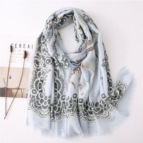 Feather Pattern Scarf for Women Simple Fresh Design Large Hijab Female Shawl NEW Arrival [6677]