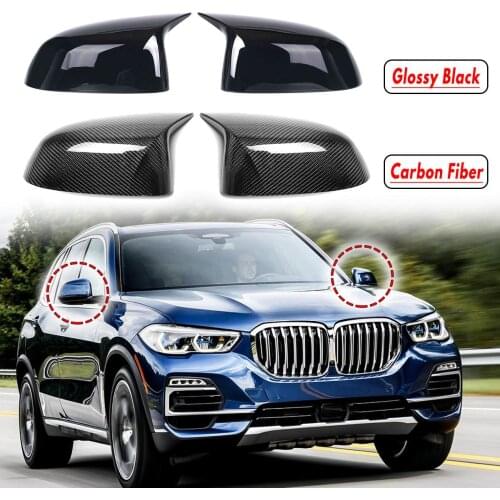 1 Pair Horn Shape Glossy Black / Carbon fiber Rearview Replacement Side Mirror Covers For BMW X3 G01 X4 G02 X5 G05 X6 G06 2018