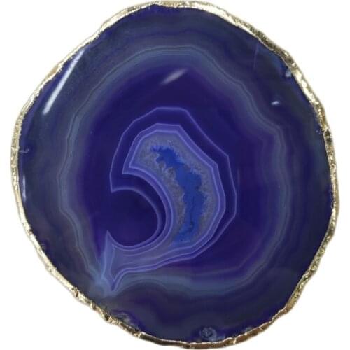 1pcs Natural Agate Slices Gold Edge Geode Coaster Cup Mat DIY Jewelry Crafts